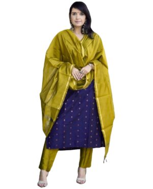 GoSriKi Women's Rayon Viscose Printed Straight Kurta with Pant & Dupatta