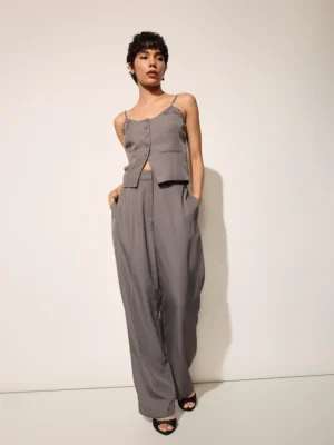 Grey Straight Fit Co-ord Set Pants