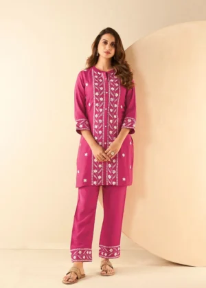Pink Muslin Coord Set